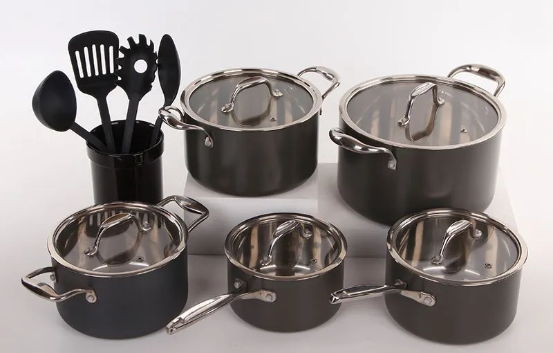 Home Kitchen 8 PCS Hard Anodized Aluminum Cookware Nonstick Pans and Pots Set for All Cooktops