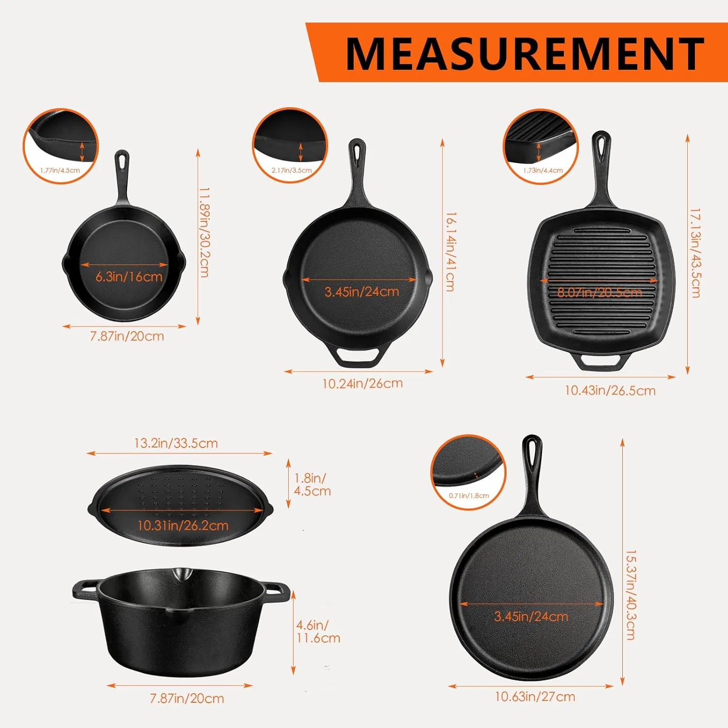 Ultimate 6 Piece Pre-Seasoned Cast Iron Cookware Set