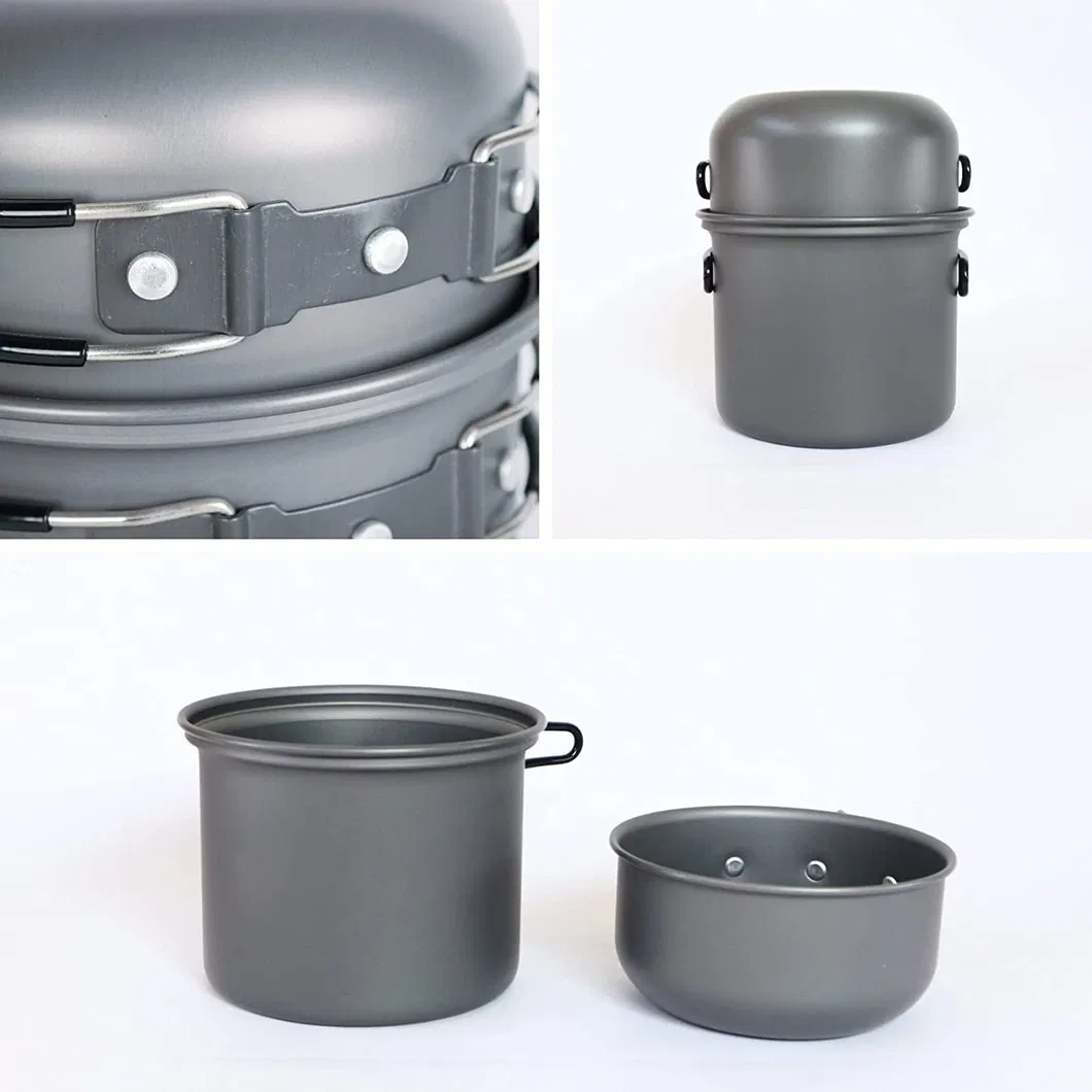 Camping Cooker Set Aluminum Hard Anodized Outdoor Cookware with Storage Bag Wyz16053