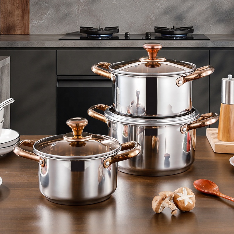 AiMW Professional Electric Stainless Steel Three-Piece Cookware Set with Induction Compatibility for Cooking