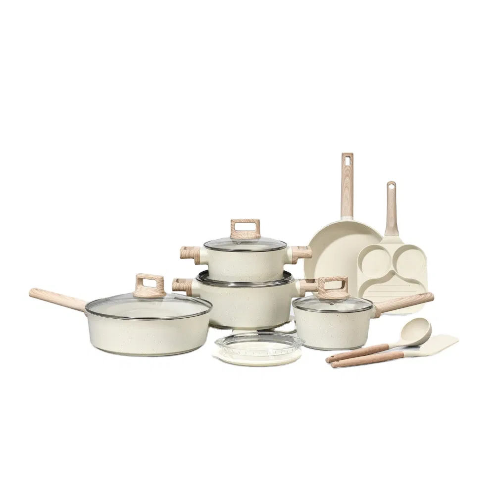 20PCS Beige Wholesale Kitchen Accessories Die Cast Aluminum Set for Kitchen Cookware