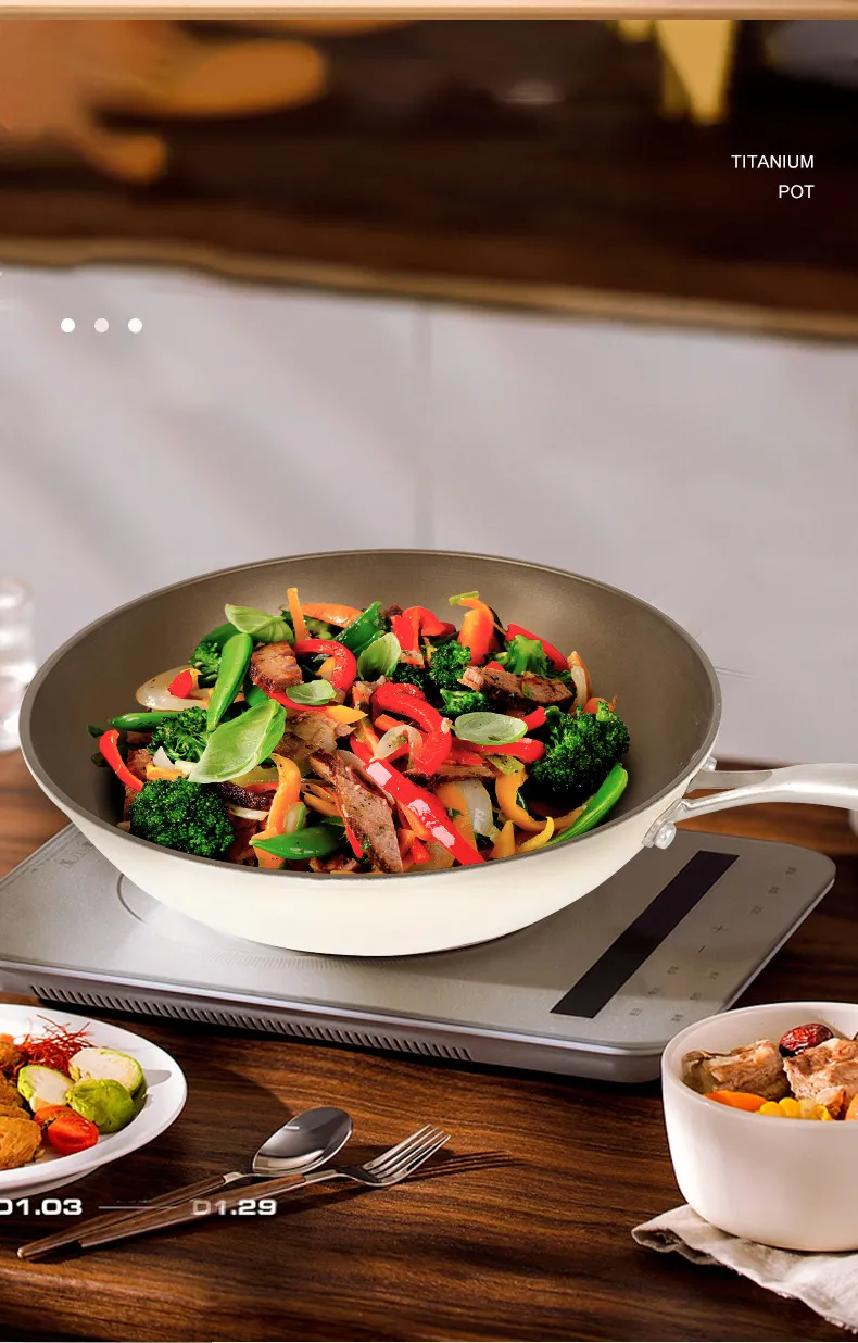 Titanium Alloy Non-Stick Ceramic Frying Pan Flat Steak Pan Induction