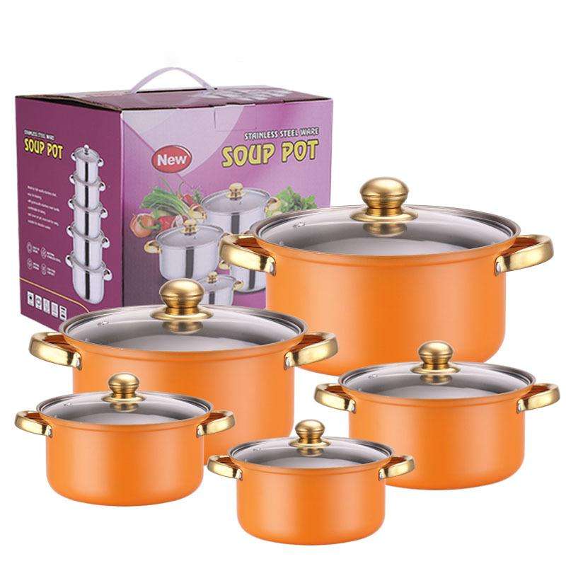 New Cooking Pots Set Cookware Pot Pan Set Skillet Stockpot Kitchen Nonstick Stainless Steel New Top Quality 10pcs Metal