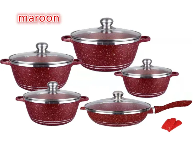 Kitchen Nonstick Pots and Pans Set Non-Stick Aluminum Cookware Set with Ceramic Coating Pots and Frying Pans Dishwasher Safe