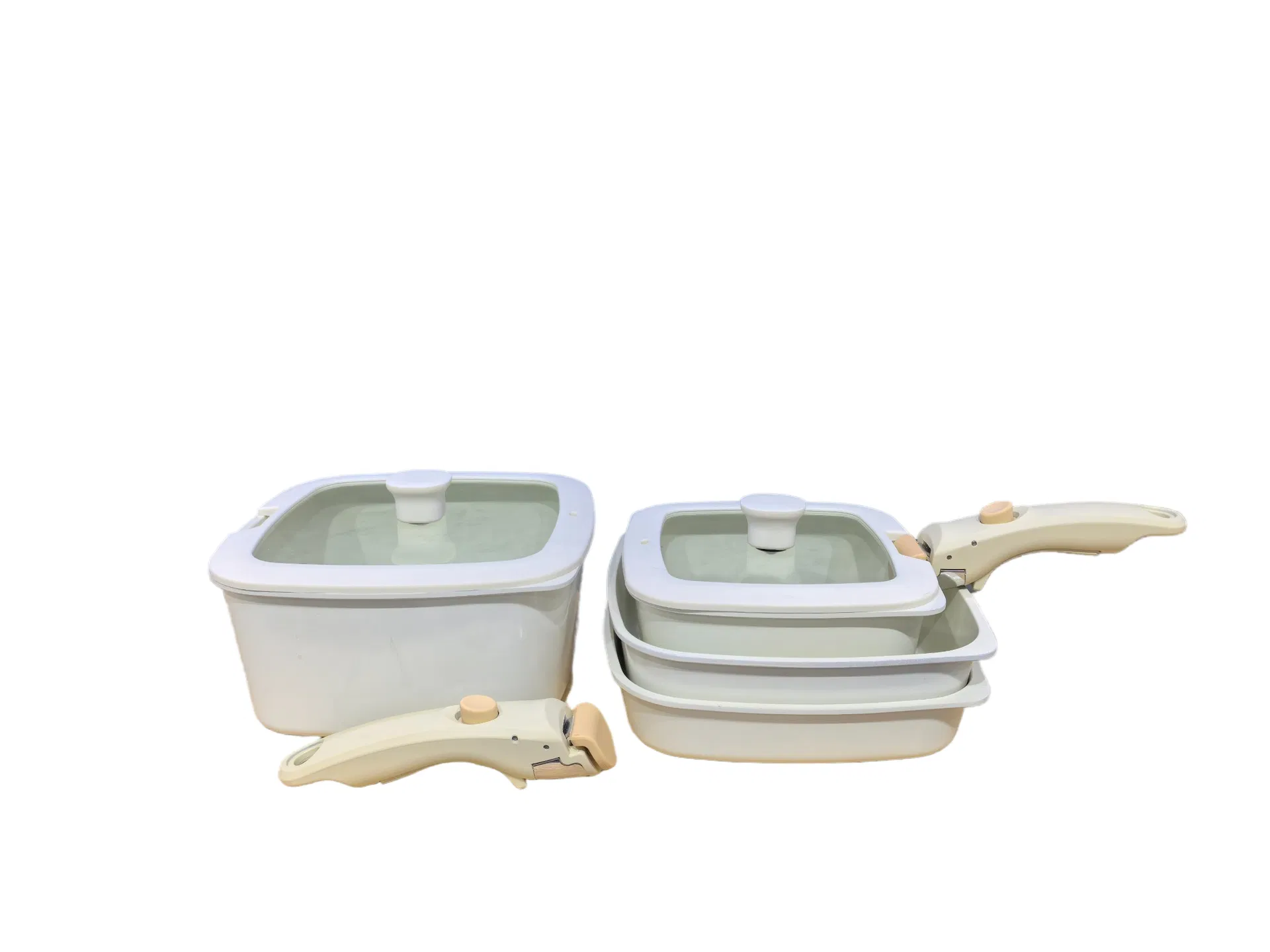 11PCS Square Pans and Pots Cookware Set with Detachable Handle