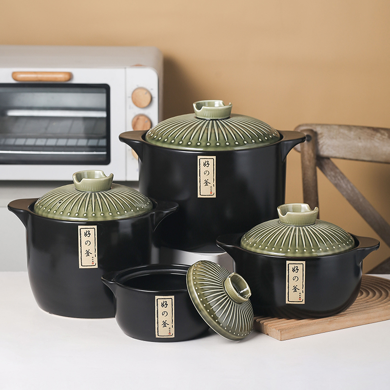 Kitchenware Supplier Wholesale Cookware Soup &amp; Stock Pots Two Ears Handle Cooker Ceramic Casserole Pots Set