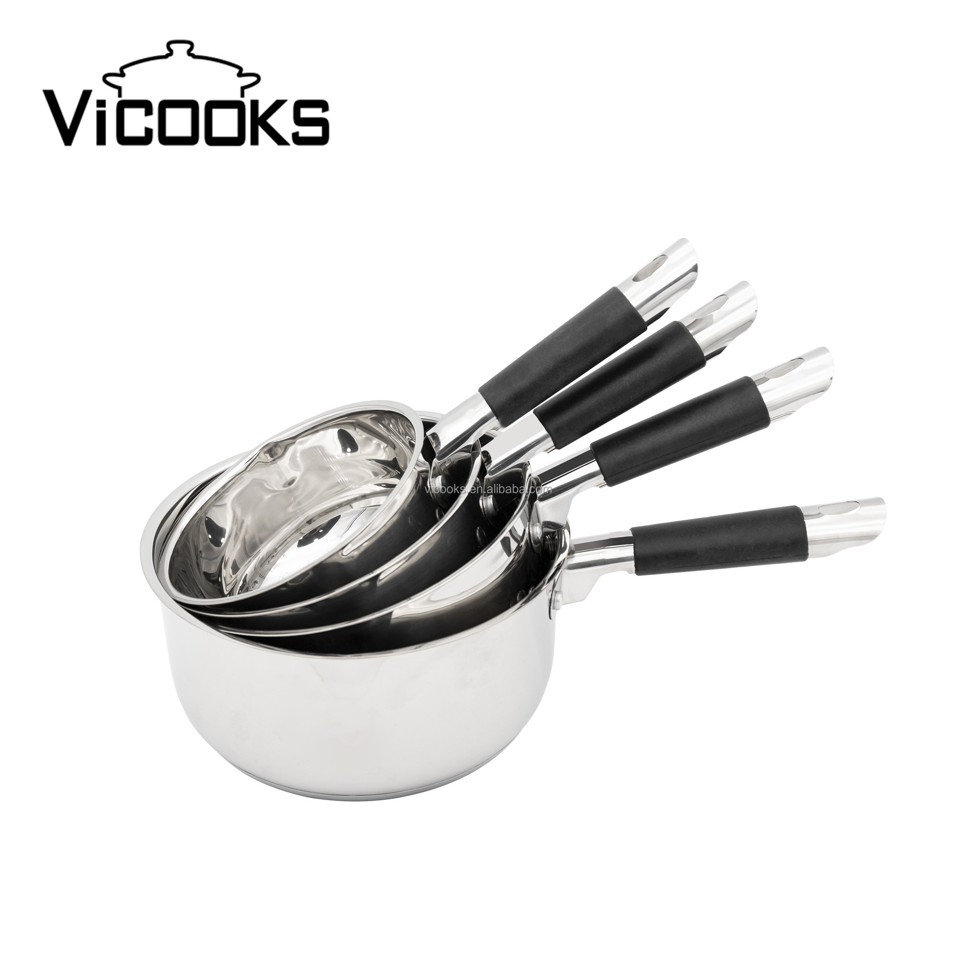 5PCS Stackable Stainless Steel Sauce Pot Set - Nonstick PFOA Free Sauce Pans with Lids, Oven Safe 450&deg;F &amp; Dishwasher Safe