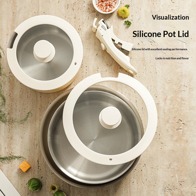 Wholesale Custom 6pcs Kitchen Cookware Set Multifunctional Removable Handle Stainless Steel Fry Pan Soup Pot Cookware Sets