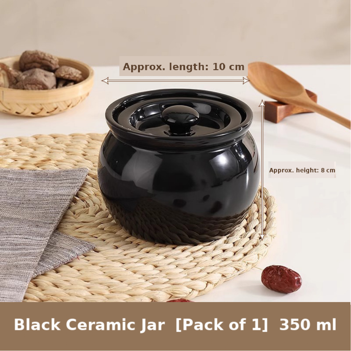 Black Vintage Ceramic Stew Pot with Lid Cookware Set for Soup Stock Stewing Braising Baking