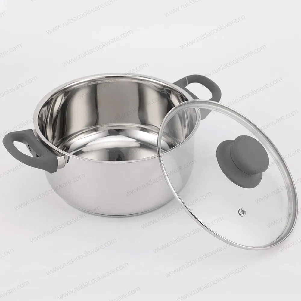 Top Sale 8PCS Soft Touch Handle Glass Lid Induction Bottom Cookware Set