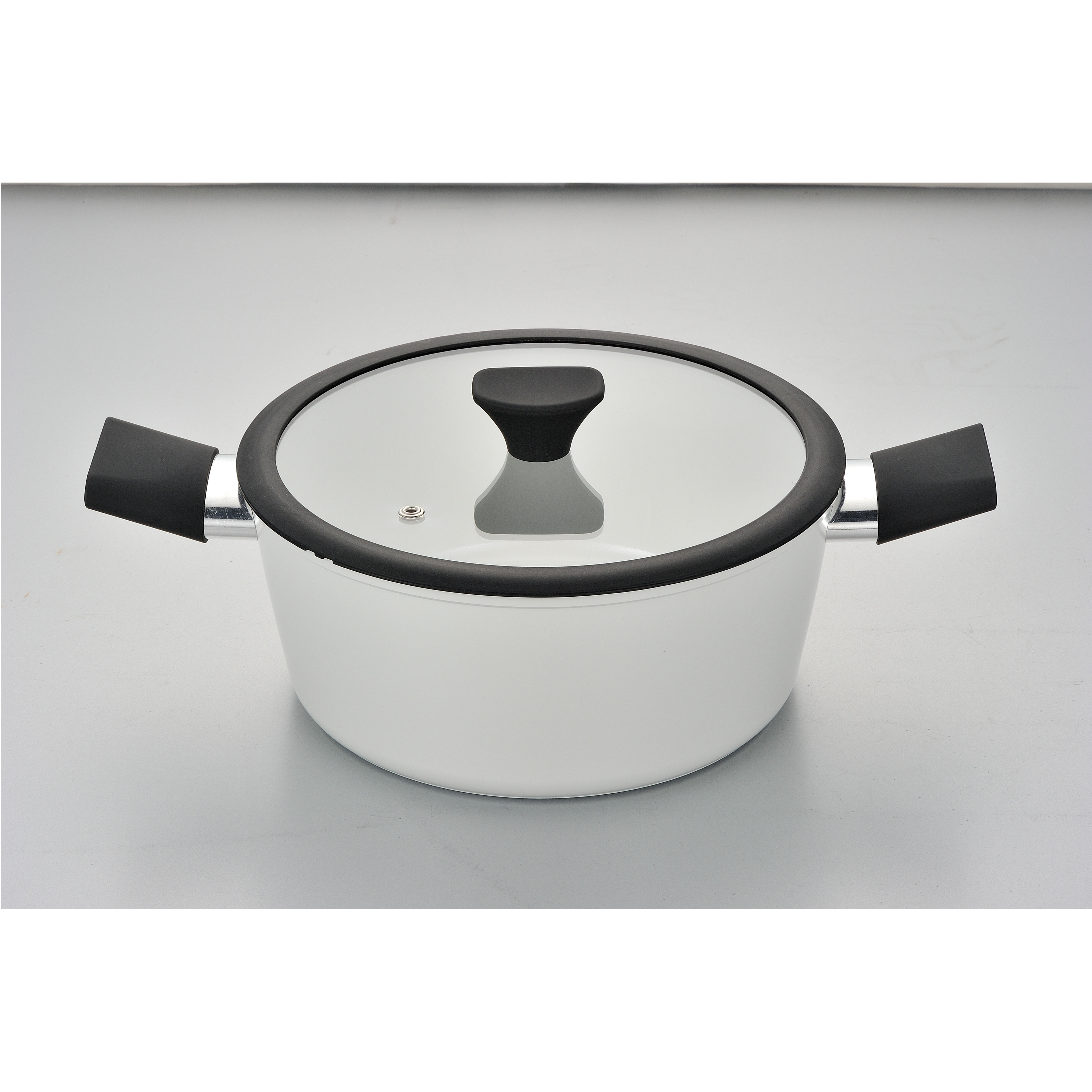 Ceramic Non-Sticking Cookware Set with High Resistant Bottom Glass Lid White Marble Coating Aluminum Kitchen Essentials