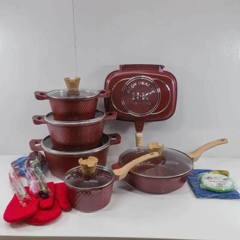 Aluminum Pots and Pan Set Non Stick Sauce Pans Grill Frying Pan Ceramic Kitchenware Sets