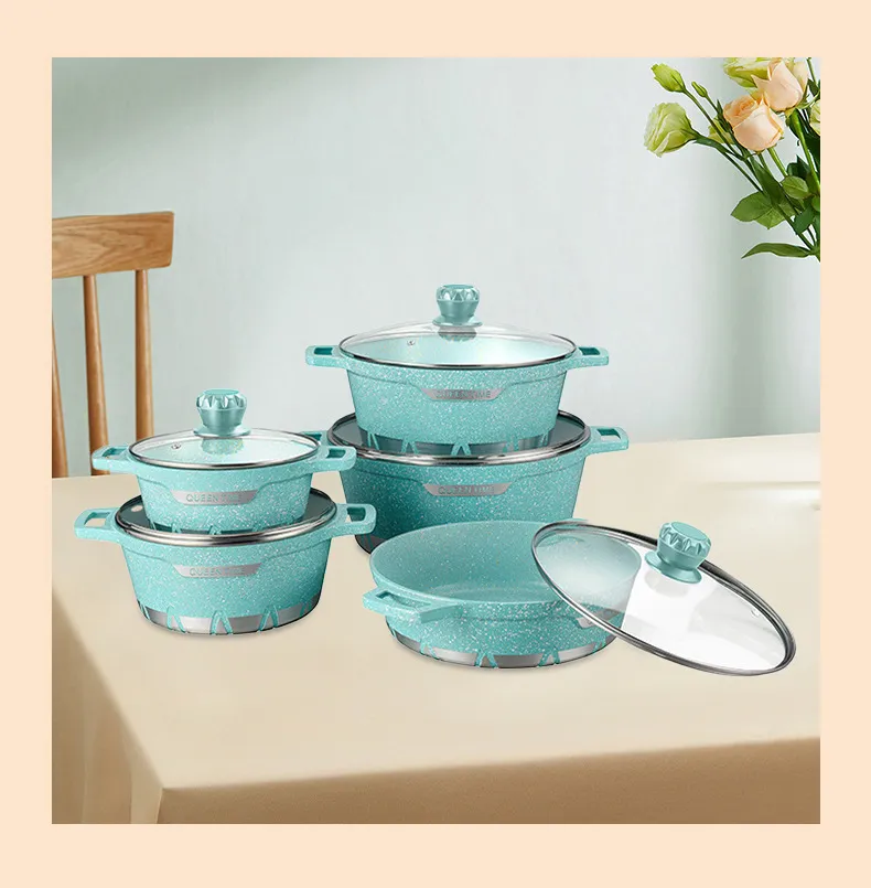 Aluminum Die-Casting Cookware Set Household Soup Pot Wok Kitchen Cooking Pot Set