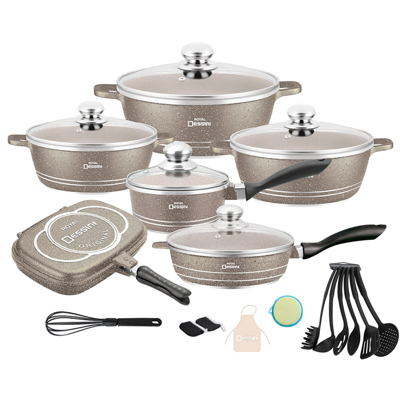 High Quality 23-Piece Cookware Set with Detachable Handle Cartoon Design Versatile Pots and Pans