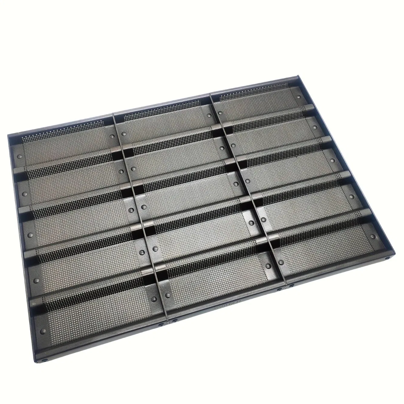 15 Molds Non-Stick Sandwich Roll Pan High Quality Pfas Free Perforated Non-Stick Aluminium Full Size Sub Sandwich Bun Pan 10 Molds and with Flat Bottomed
