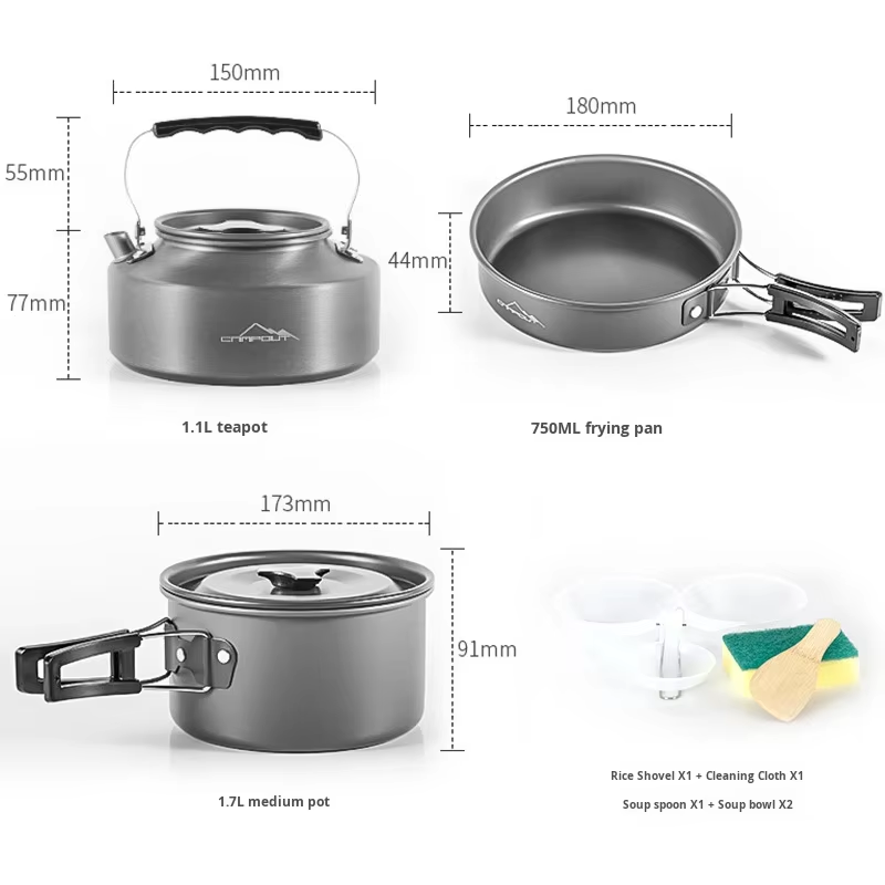 Camping pot set detail view 1