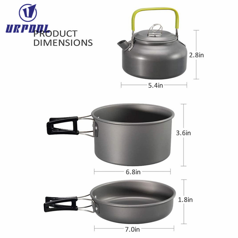 Stackable Non-Stick Cooking Cookware Set for Camping Campfire Utensils Including Pot Pan Bowls with Storage Bag