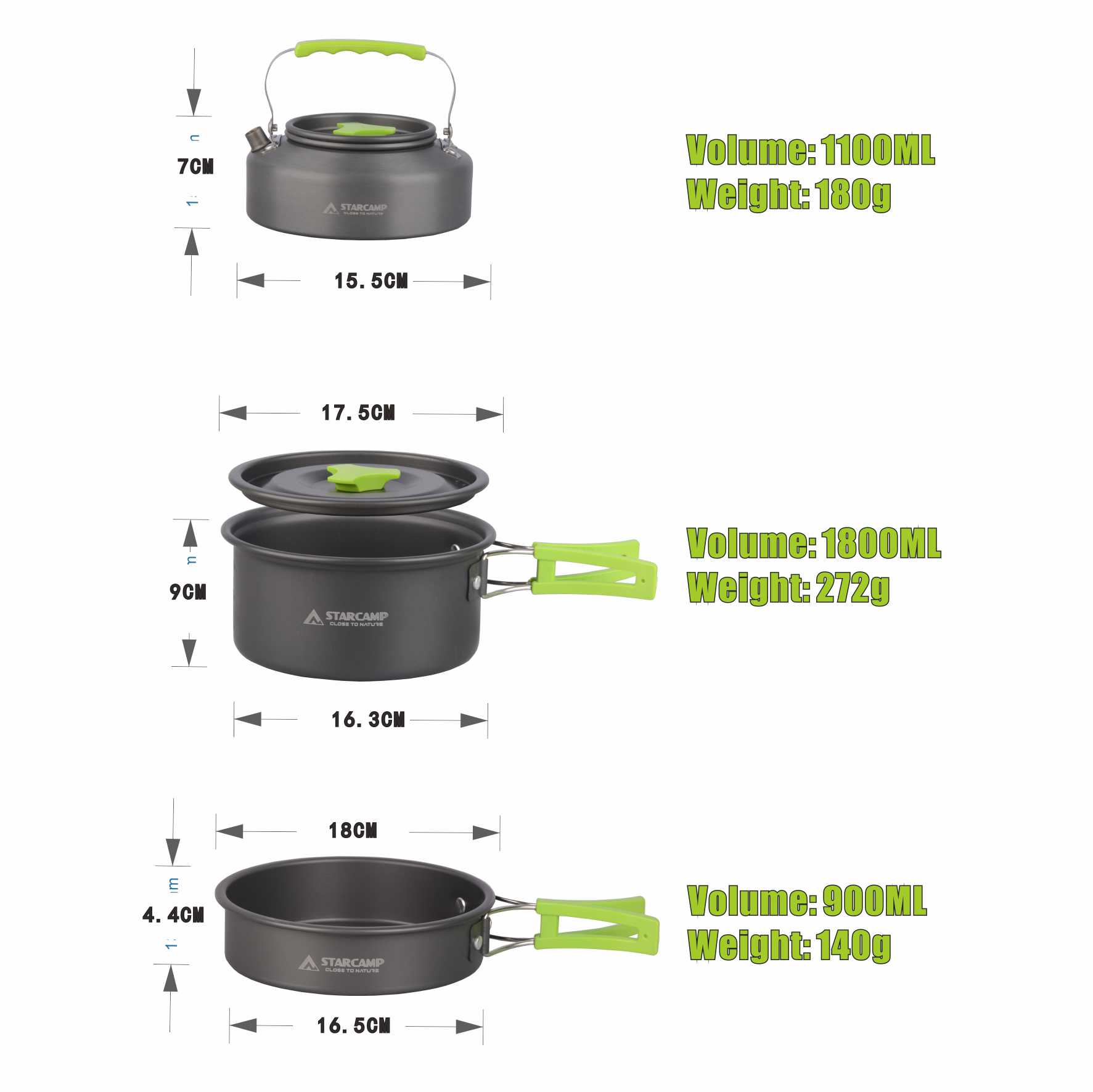 STARCAMP 11 In 1 Aluminium Outdoor Cookware Set 11-Piece Picnic &amp; Camping Tableware Mess Kit &amp; Cutlery For Cooking &amp; Dining