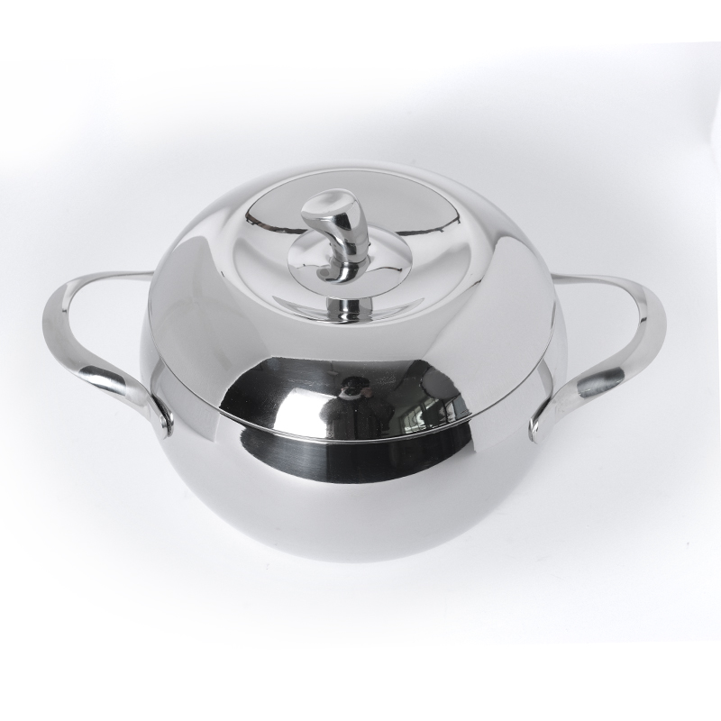 Customized Design apple Shape Tri-ply Stainless Steel 304 antiscald Handle Induction Steamer Casserole Cookware Cooking Pot Set