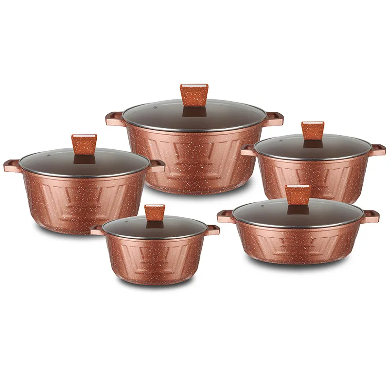 10 PCS New Aluminum Kitchen Cooking Pots Ceramic Casserole Nonstick Dessini Cookware Sets - Product Detail 2