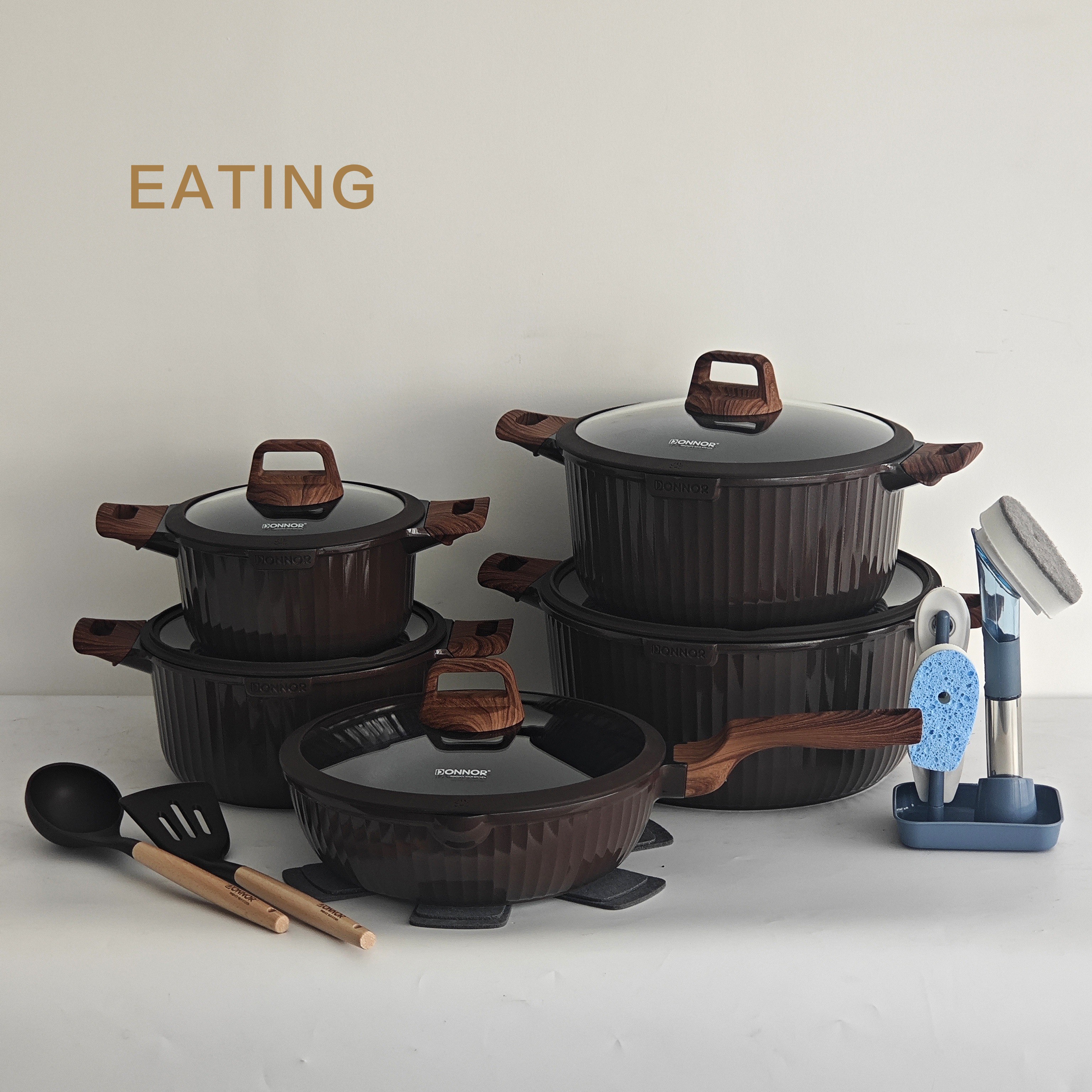 Original Design AR-21pcs Die Cast Aluminum Dishwasher Safe Nonstick Induction Bottom Professional Cookware Set Kitchen