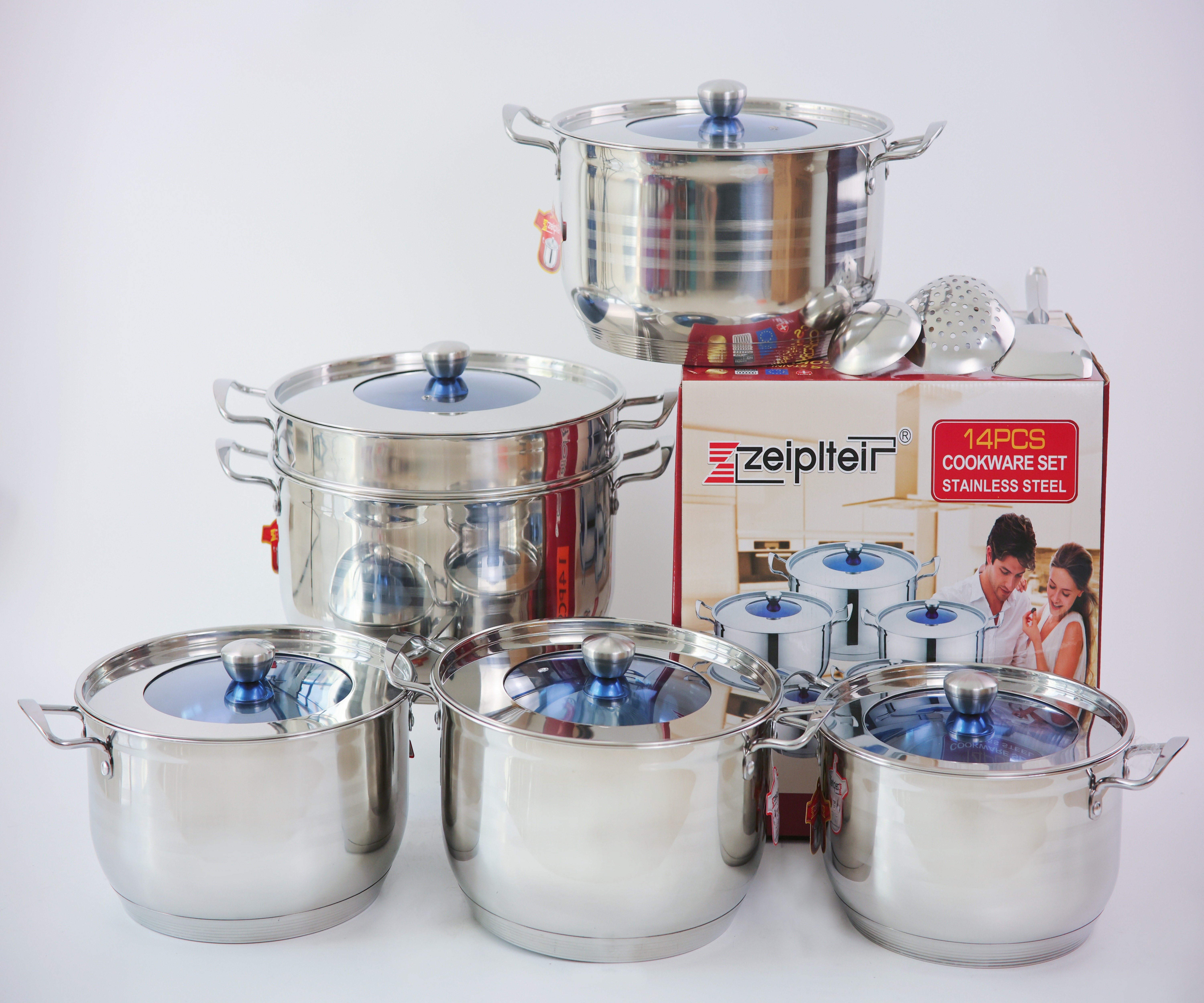 2025 Latest Classic Design Durable Multi-Piece Stainless Steel Cooking Set with Marble Material