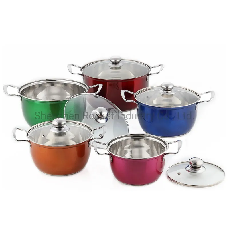 Spray Paint Colors Kitchen Cooking Pot Set Stainless Steel Induction Cookware Pot Sets