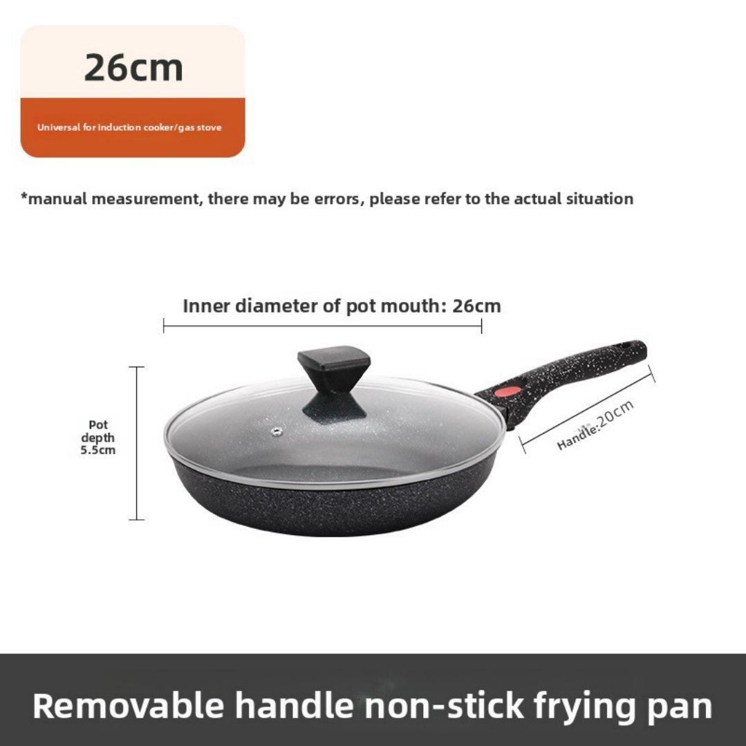 Detachable Handle Aluminum Non-stick Frying Pan Space Saving Induction Cookware Set Removable Handle Skillet for Home &amp; Camping