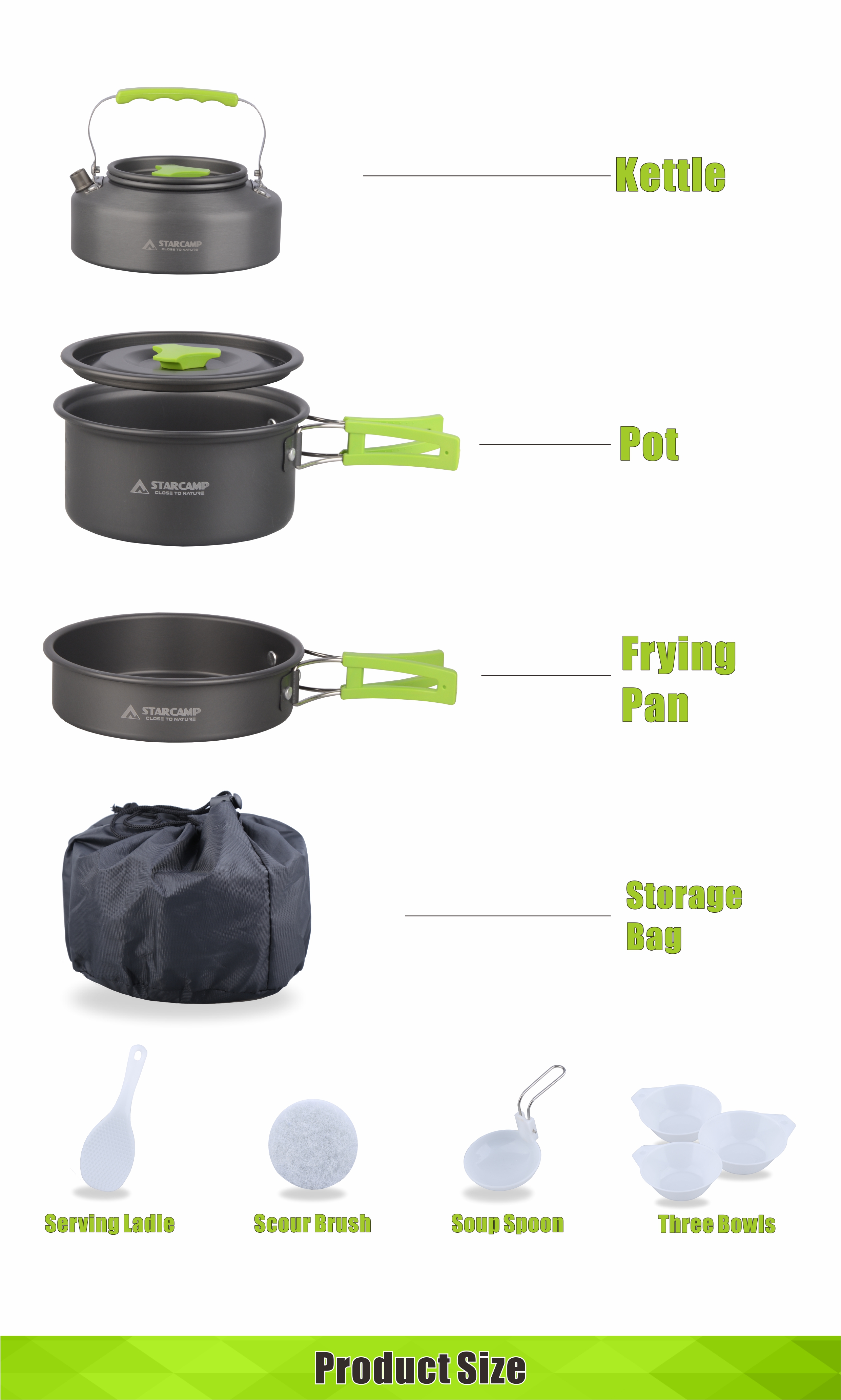 STARCAMP Aluminium Cookware Set for Outdoor Camping Hiking and Backpacking Portable Frying Pans for Outdoor Cooking