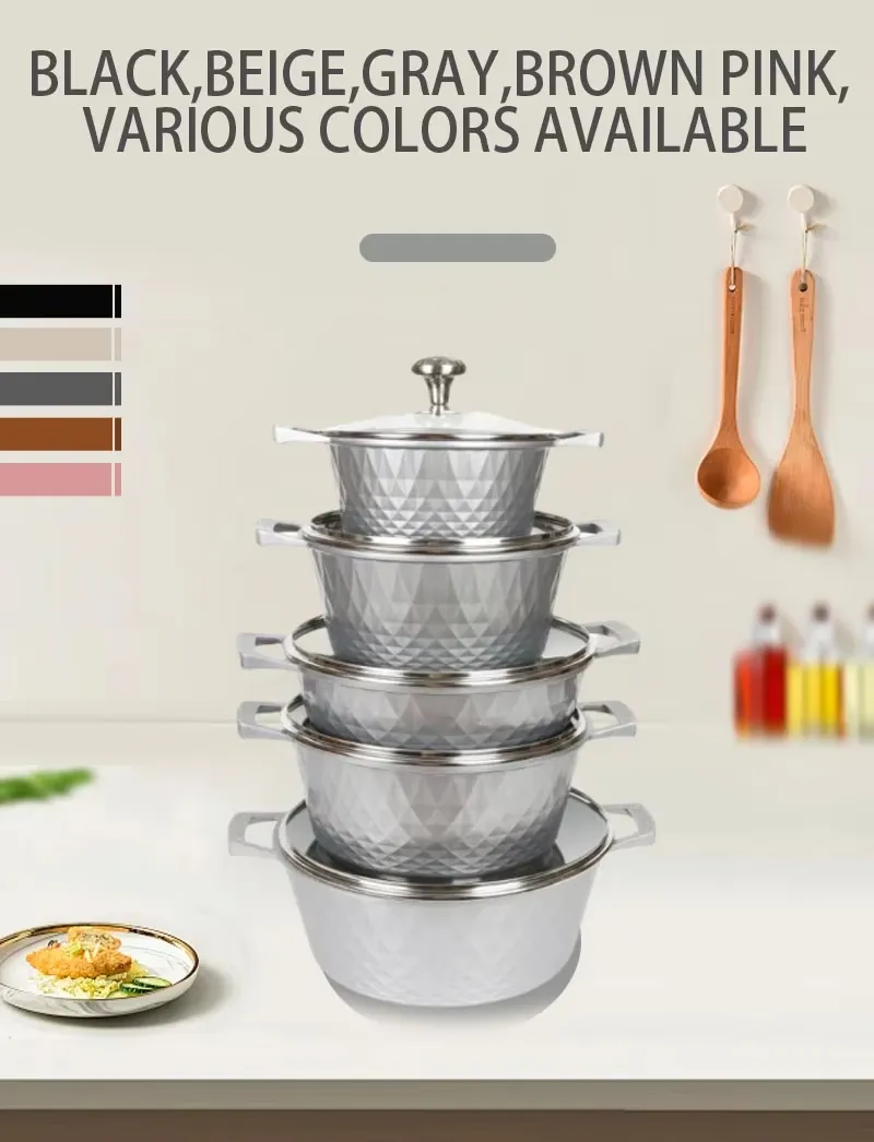 Diamond 10PCS Pots and Pans Set Nonstick Granite Induction Aluminum Cookware Sets