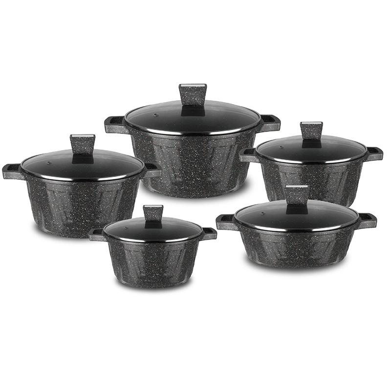10 PCS 2022 New Aluminum Kitchen Cooking Pots Ceramic Casserole Nonstick Dessini Cookware Sets