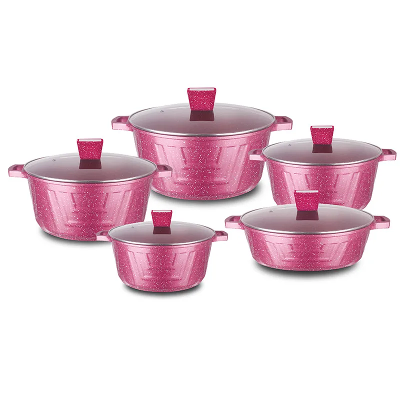 10 PCS New Aluminum Kitchen Cooking Pots Ceramic Casserole Nonstick Dessini Cookware Sets - Product Angle 2