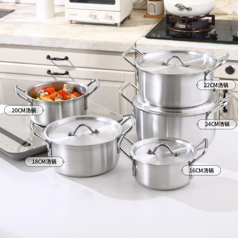 Factory Wholesale Classic 5pcs Aluminum Alloy Panelas Cookware Set 16cm 18cm 20cm 22cm 24cm Kitchen Cooking Pot Casserole