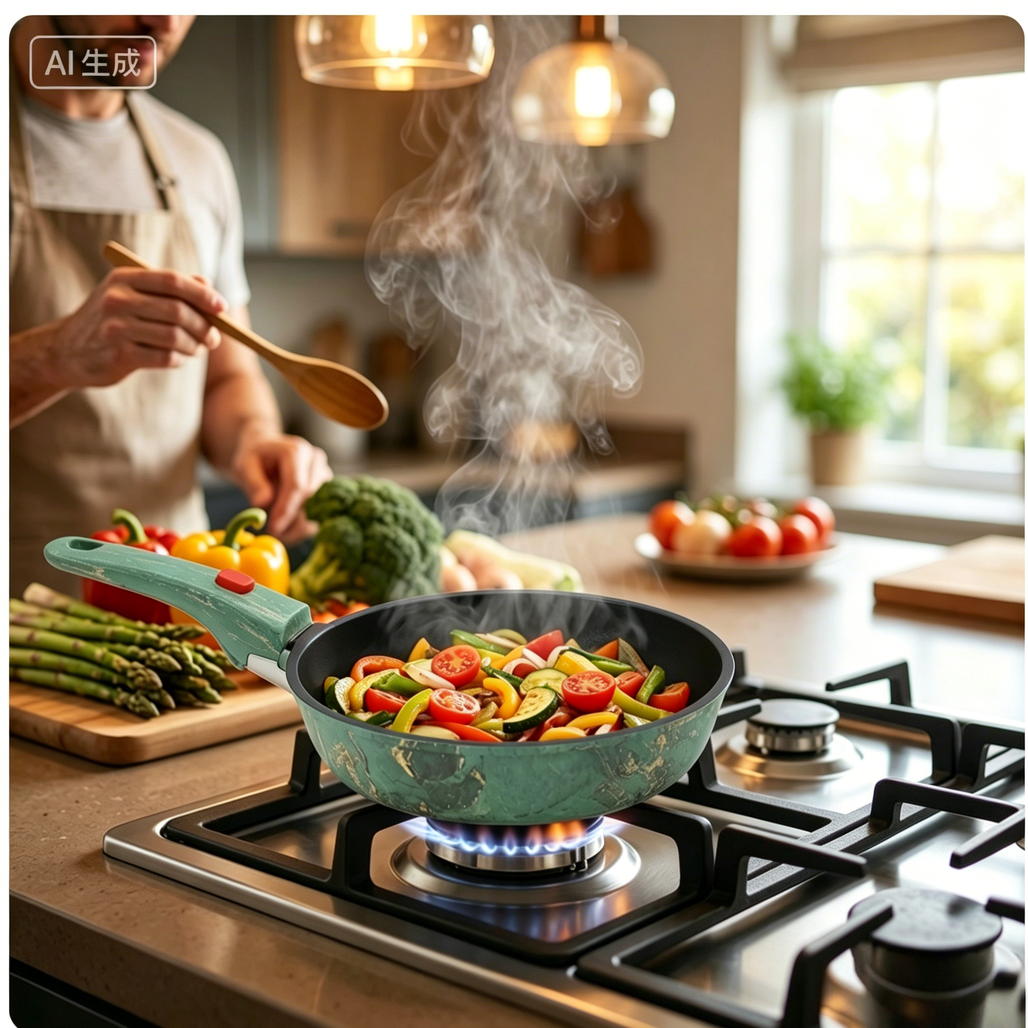 Professional 6Pcs Non-stick Malachite Green Removable Handle Induction Kitchen Custom Logo Carbon Steel Cookware Set