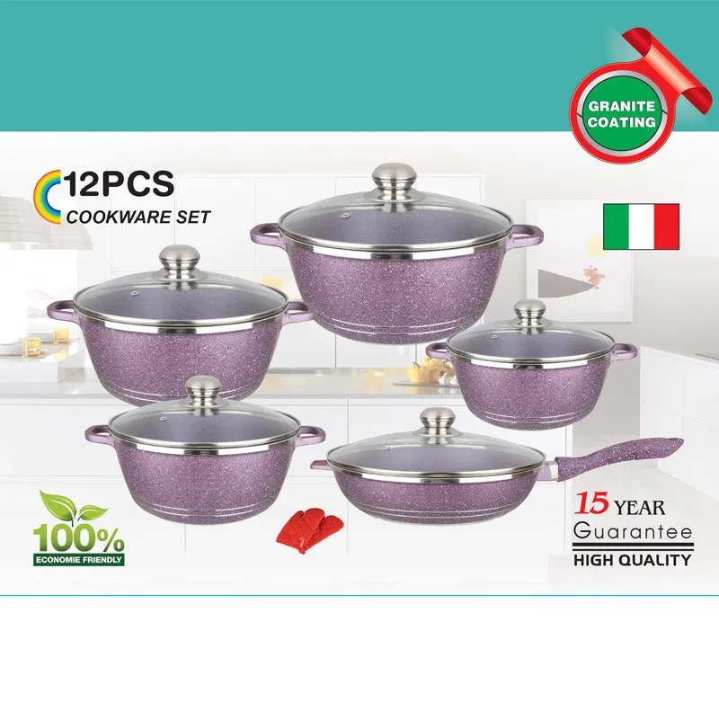 Kitchen Nonstick Pots and Pans Set Non-Stick Aluminum Cookware Set with Ceramic Coating Pots and Frying Pans Dishwasher Safe