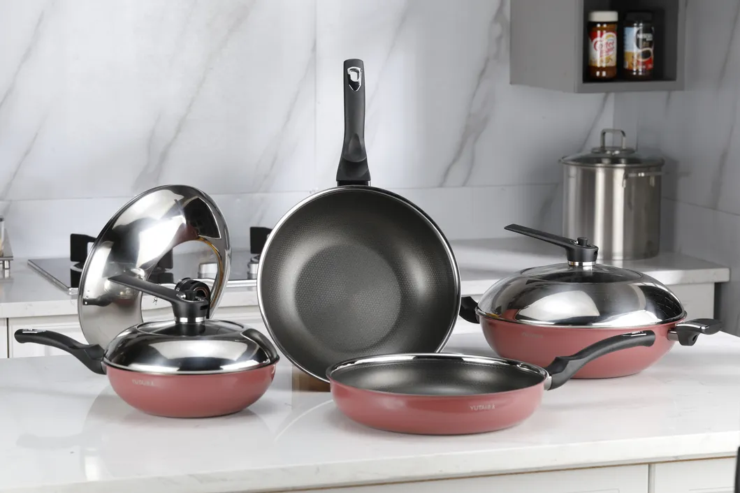Best Sellers 4PCS Non-Stick Coating Stainless Steel Outer Ceramic Layer Frying Pan Cookware Set