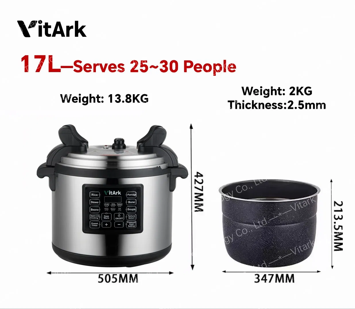 Large Capacity Wholesale Smart Digital Kitchen Industrial Electric Pressure Cooker for Hotels, Suitable for Quick Stewing of Beef, Chicken, and Bone Soup