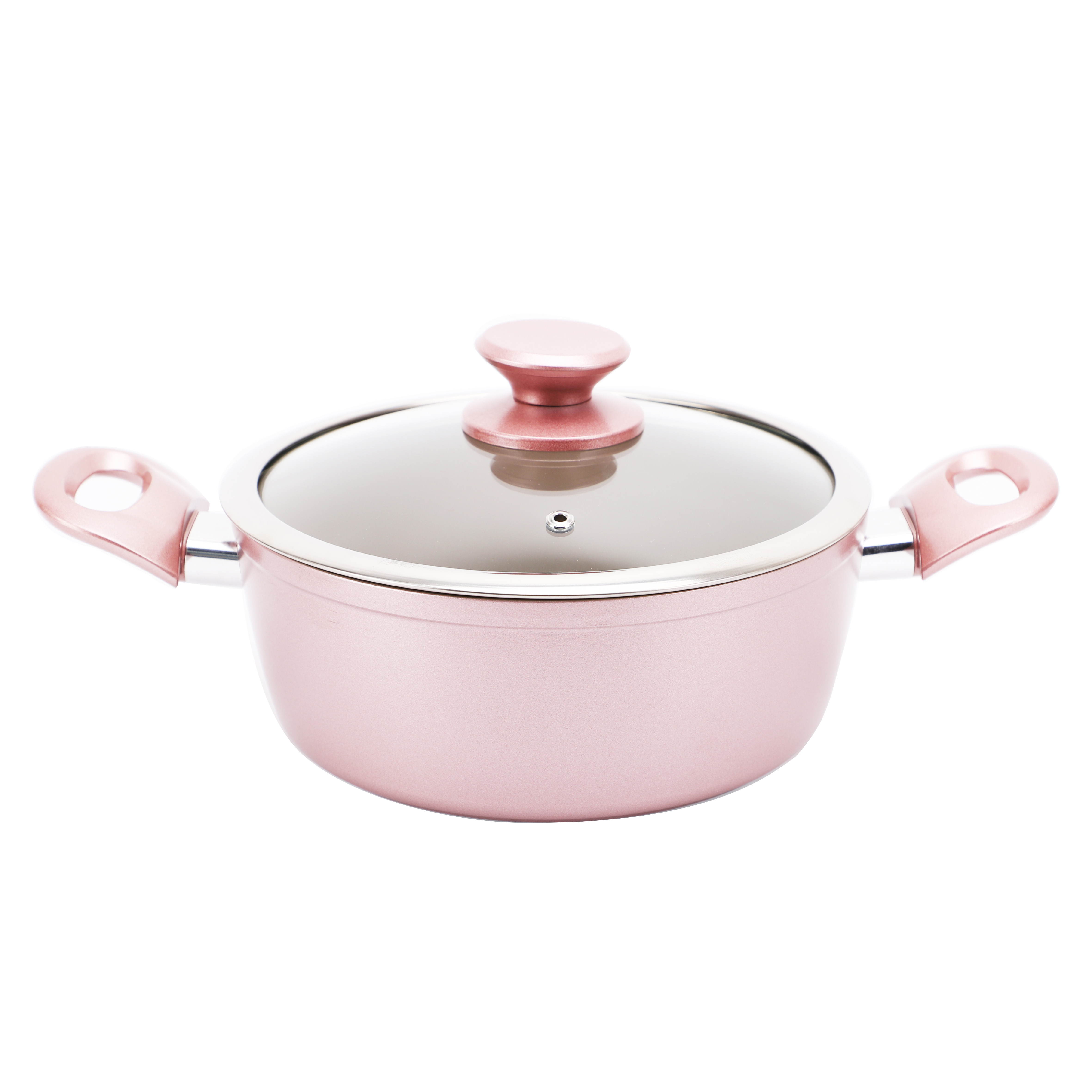Home Cooking Kitchenware Set 10PCS Pink Nesting Ceramic Nonstick Stock Pots Set for All Cooktop