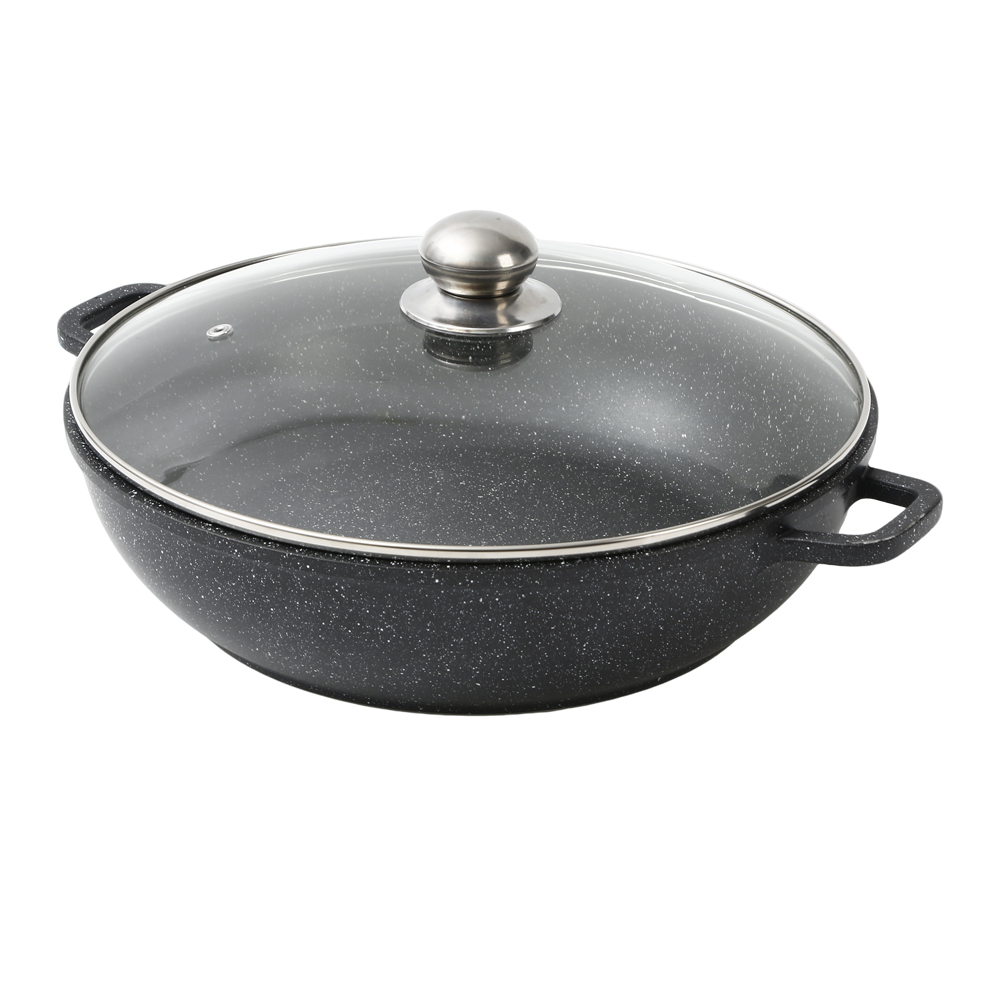 Diamond Induction Die Cast Aluminum Durable Eco-Friendly 10-Piece Black Ceramic Cookware Set Glass Cover Oven Safe