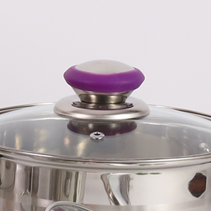 Kitchen Induction 8PCS Stainless Steel Cookware Kitchenware Set with Purple Silicone Handle