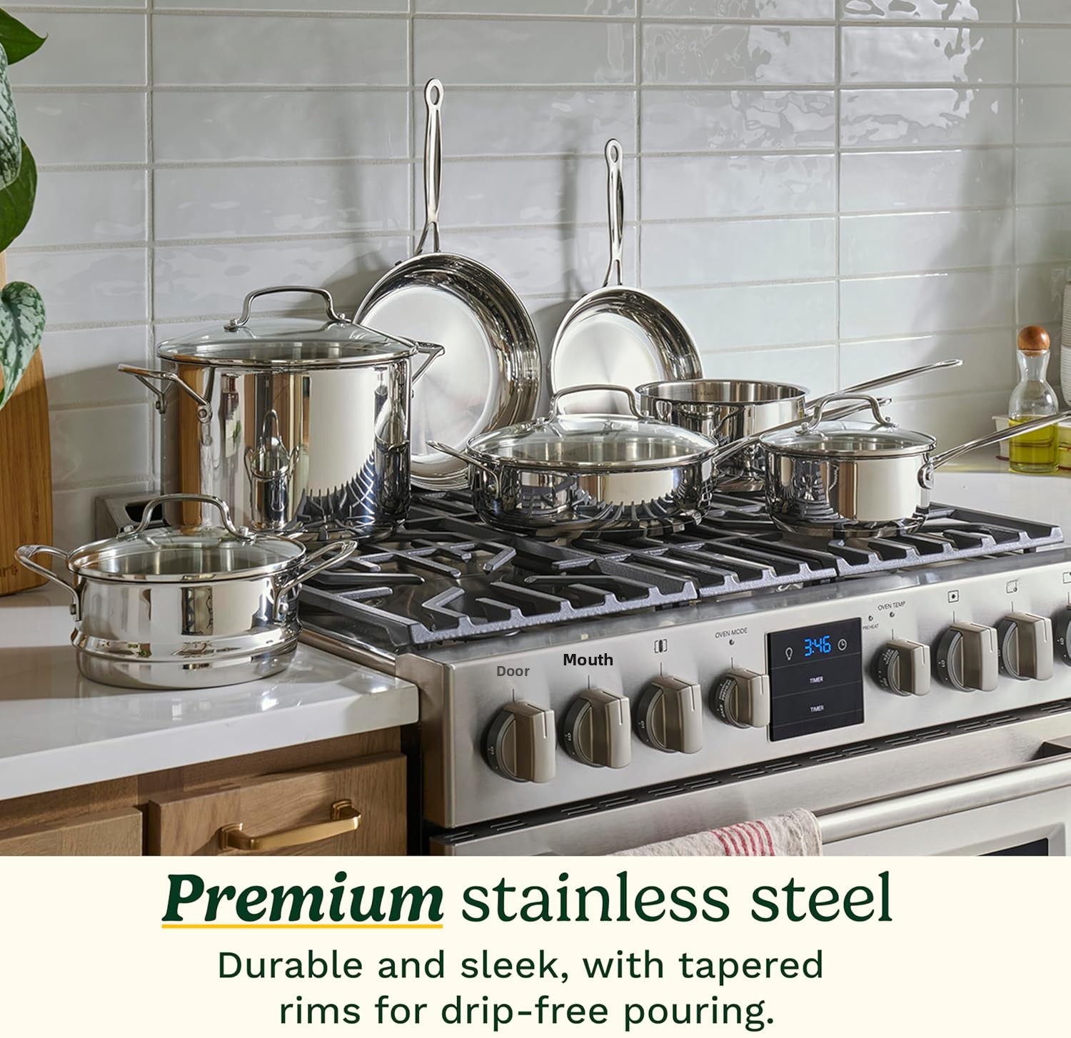 Classic 11-Piece Stainless Steel Pots/Pans Cookware Set Oven Safe Lid Induction/Electric/Gas Compatible