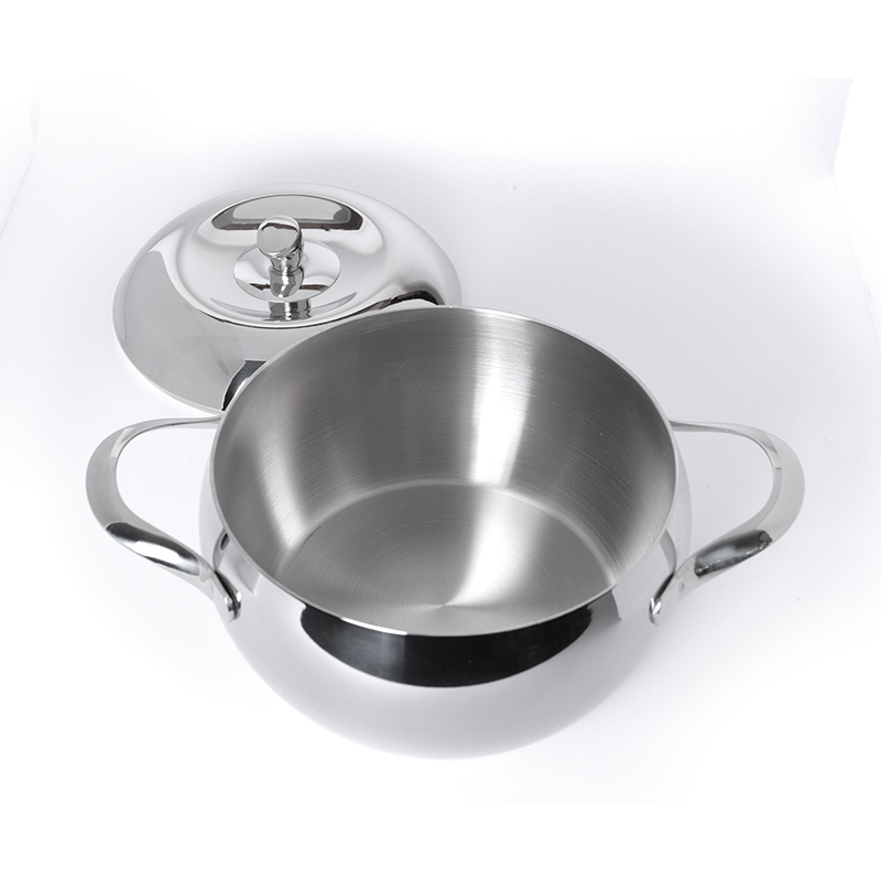 Customized Design apple Shape Tri-ply Stainless Steel 304 antiscald Handle Induction Steamer Casserole Cookware Cooking Pot Set