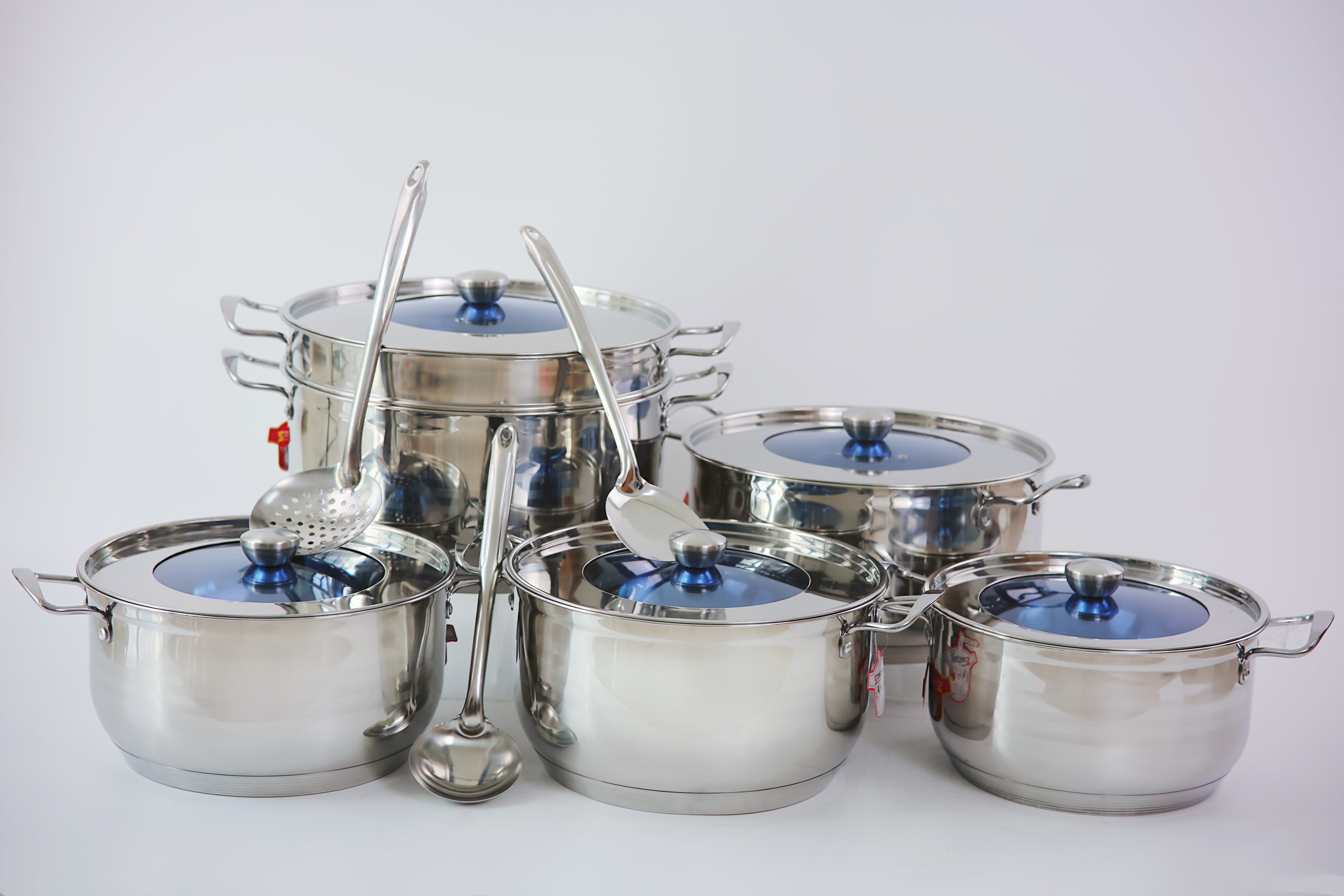 2025 Latest Classic Design Durable Multi-Piece Stainless Steel Cooking Set with Marble Material