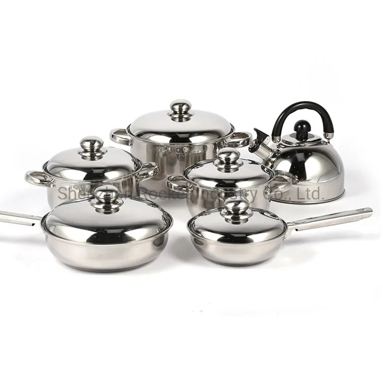 Home Cook Induction Cooker Steel Cover Stainless Steel Cooking Pots Cookware Set with Water Kettle