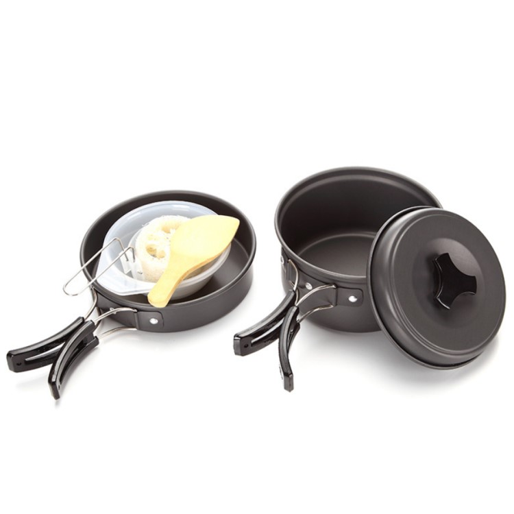 JSJM 1-2 People Cookware Tableware Travel Cutlery Utensils Hiking Picnic Survival Camping Cooking Set
