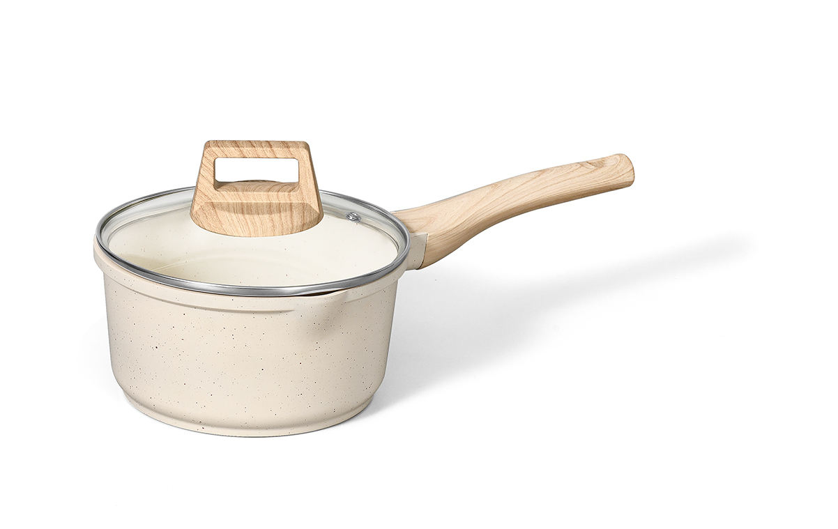 Factory Beige Ceramic Cooking Pot Casserole Cookware Set Fry Pan Kitchen Aluminium
