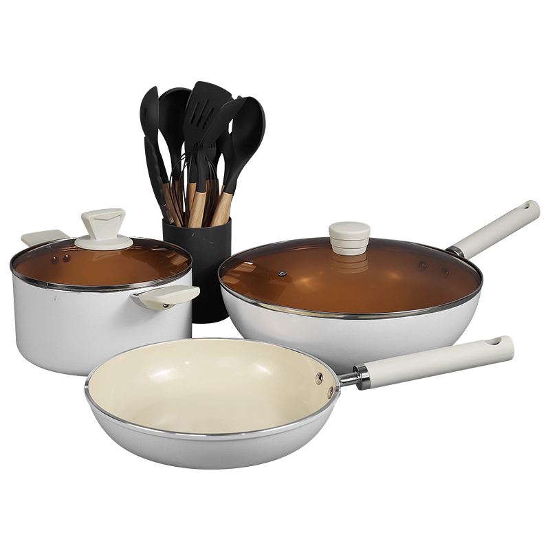 Cookware Set Complete Set of Household Non-Stick Cookware Combination Induction Stove Universal Frying Pan Three-Piece Set