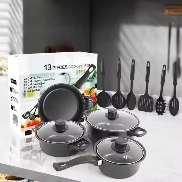 New 2025 Nonstick Cookware 13 Piece Set Cookware Stock Pot Stew Pan Frying Pan Multi-piece Kitchen Cookware Set
