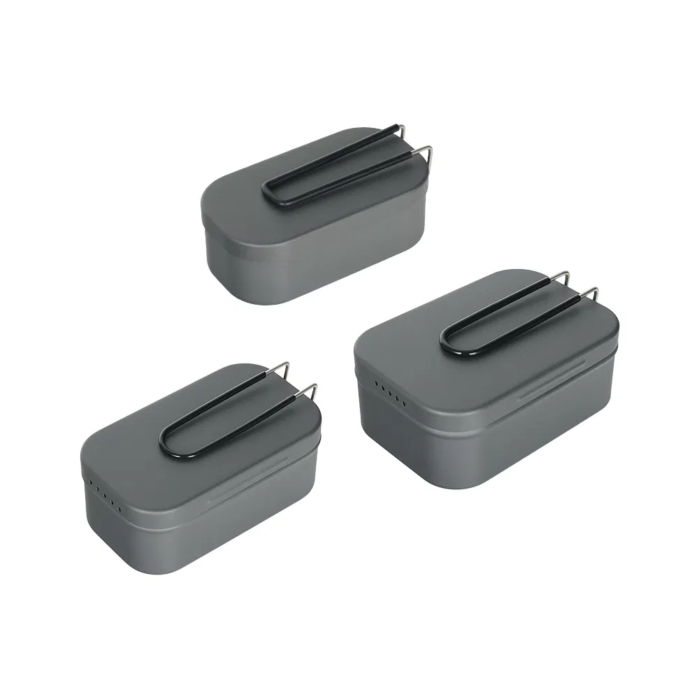 All-in-One Premium Camping Kit Custom Foldable Hard Anodized Aluminum Mess Tin & Cookware Set