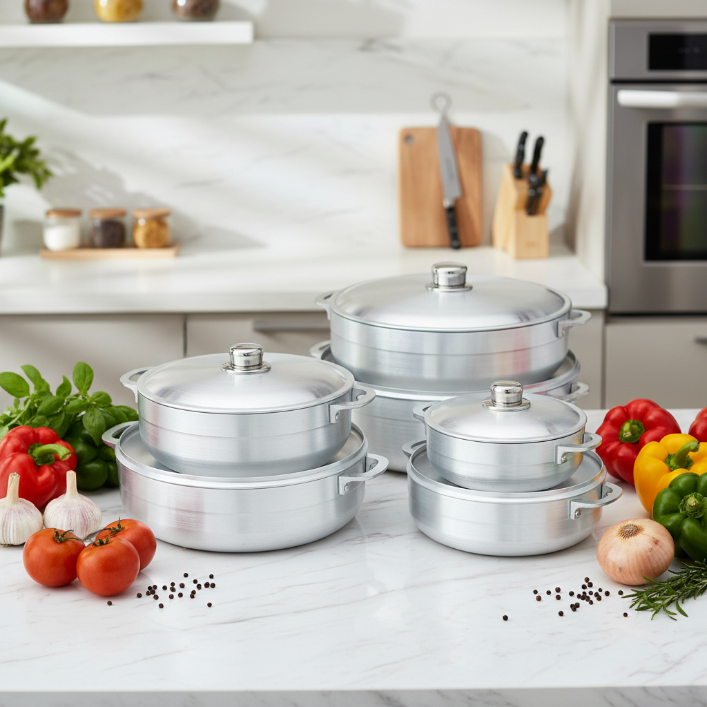 Africa Hot Selling Classic 3/4 Layer Stackable Aluminum Pot Set-Heavy Duty Sanded Aluminum Soup &amp; Stock Pots with Gas Stove Lid